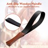 SUNSDEW Leather Paddle with Anti-Slip Wooden Handle, Riding Crop for