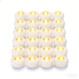 24 Pack 2" Flameless LED Floating Candles Battery Powered, Flickering, Plastic, Suitable for Cylindrical Vase, Table Centerpiececolor: 24 pcs white, size: 2inch