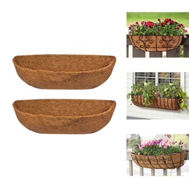 2pcs Trough Planter Basket Liners Coco Liner 36 inch, Thick Coconut Coir Liner Coco Fiber Liners Replacement for Wall Planter Window Box, Garden Fence Baskets Railing Planter In/Outdoors (36inch-2pcs)