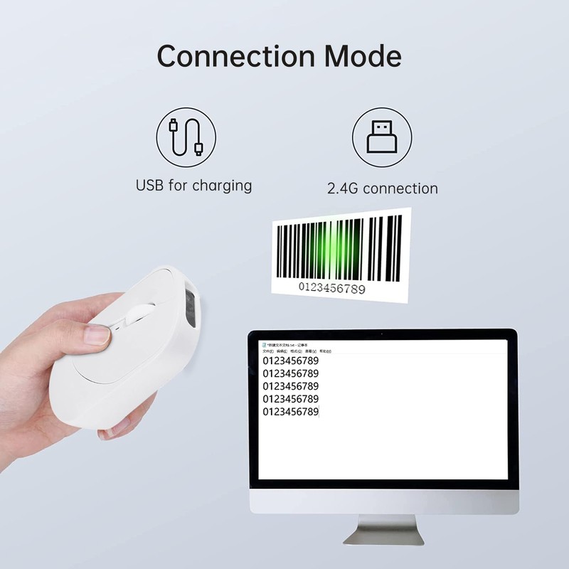THARO New Wireless Mouse Barcode Scanner, 2-in-1 Design 2D Handheld