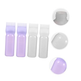 Healvian 4pcs Hair Dye Bottle Comb Tooth Bottle Brush Applicator Bottles Dispenser Cosmetic Bottles Hair Dyeing Bottle Squeeze Bottle Refillable Bottles Hair Oiling Bottle Comb Plastic