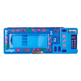 Smiggle Budz Kids Pop Out School Pencil Case for Girls & Boys with Calculator and Sharpener | Leopard Print