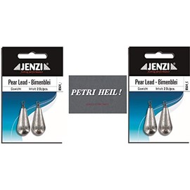 .Jenzi Set of 2 Pear Lead, 40 g, 2 x 2 Pieces, with Swivel/Eyelet. + Free Petri Heil! Sticker