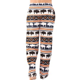 Lazy One Animal Pajama Pants for Men, Men's Separate Bottoms, Lounge Pants, Buffalo (Buffalo Fair Isle, X-Large)