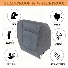AOUTTUOA Driver Side Bottom Colth Replacement Seat Cover Steel Gary （#MS US or CS - On VIN ） Compatible with Ford F150 2011 2012 2013 2014 | Breathable， Comfortable & Skin-Friendly