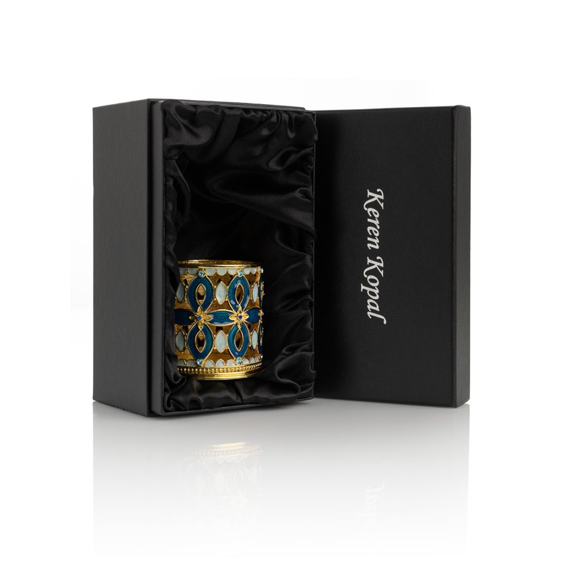 Golden Blue Decorated Candle Holder