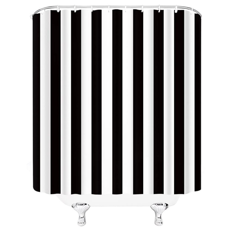 ABONAN Black and White Striped Shower Curtain Modern Fashion, 72