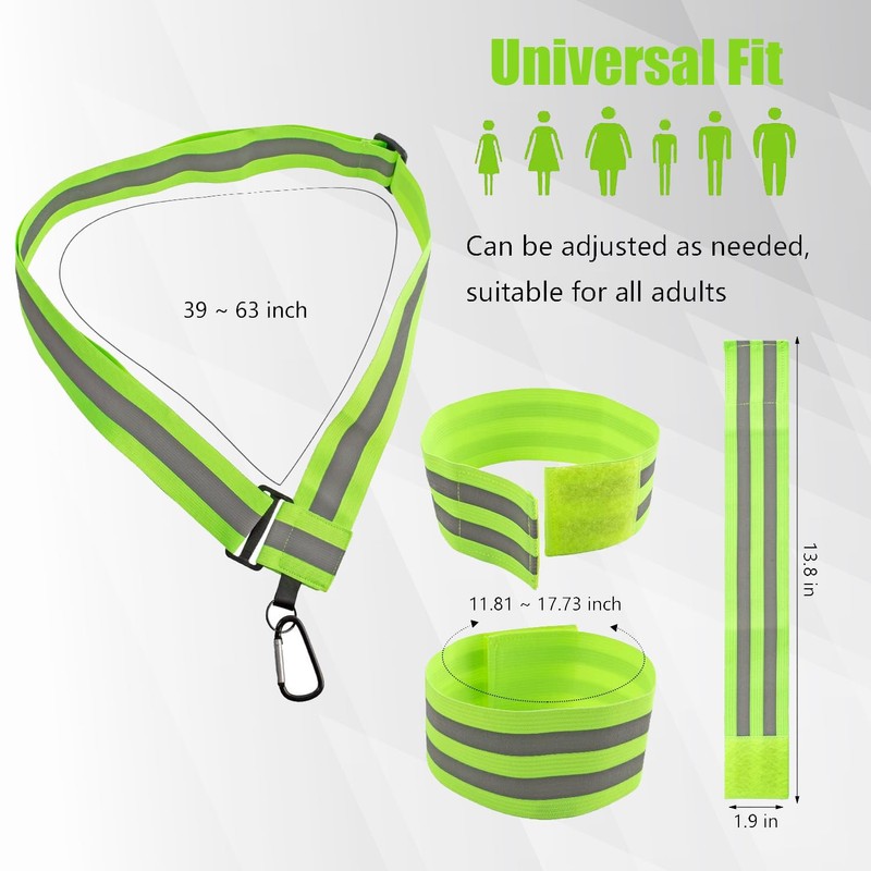 Reflective Running Gear, High Visibility Safety Reflective Sash with Buckle,