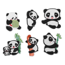GLOGLOW Panda Embroidery Patch 6 Panda Iron on Patches for Shading Flaws for Decorating Jackets, Sweaters, Bags, Hats, Shoes, Shirts, Socks, Crafts