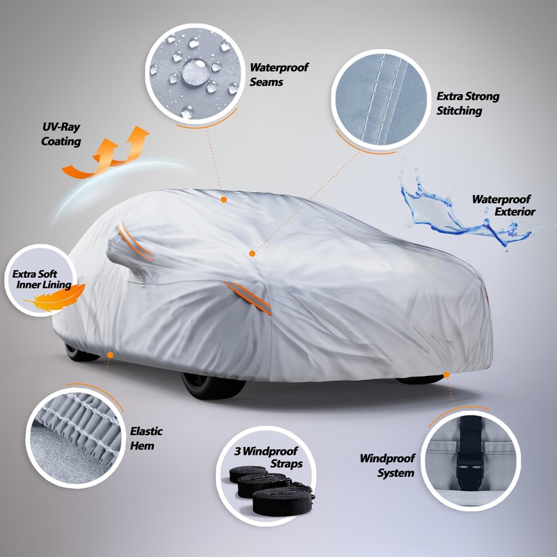 Autotech Park Waterproof All Weather Car Cover Compatible with 2005-2012