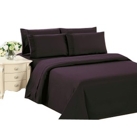 Marina Decoration Ultra Soft Silky Zipper Solid Rayon Derived from Bamboo All Season 3 Pieces Duvet Cover Set with 2 Pillowcases, Eggplant Color King Size
