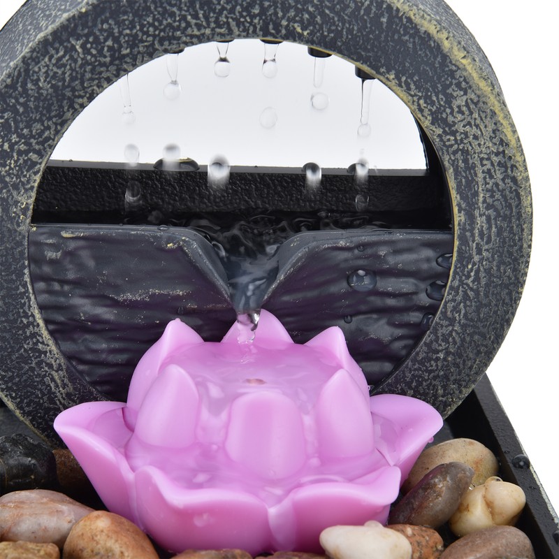 3V USB Plastic Flower Water Fountain LED Tabletop Fountain with