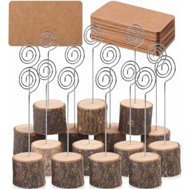Place Card Holders Set 20pcs Rustic Wood Table Number Holders with 30pcs Cards Perfect for Wedding Decor and Party Decoration