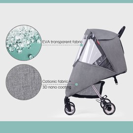 Rain Cover Pushchair Universal Rain Cover with Viewing Window Rain Cover Buggy Air Circulation Rain Cover Windproof Rain Cover Non-Toxic Pushchair Rain Cover with Zip
