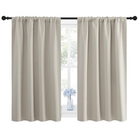 NICETOWN Blackout Curtains for Living Curtains, Room Darkening Window Curtain Panels, Easy-Care Solid Thermal Insulated Draperies/Drapes for Daughter Room (Natural, 2 Panels, 42 by 45)