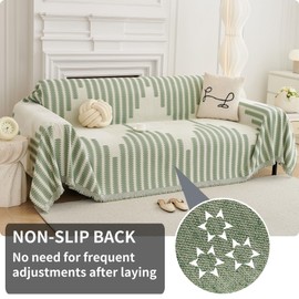 HAOMAIJIA Boho Sofa Covers Couch Covers for 3 Cushion Couch Sofa Pet Friendly Soft Thick Non Slip Couch Cover for Dogs Washable Sectional Couch Covers L Shape Furniture Protector (Green, 91"x134")