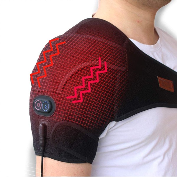 CREATRILL Massaging Heated Shoulder Wrap Brace, Shoulder Heat Therapy Wrap Heating Pad for Muscle Pain Relief, Frozen Shoulder, Bursitis, Tendonitis, Rotator Cuff