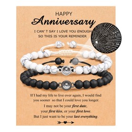 OuMaiFeng 2Pcs Happy Anniversary Couple Gifts For Him Her Boyfriend Husband Birthday Gifts I Love You Gifts Christmas Valentine's Day Wedding Gifts for Boyfriend, Wife, Husband (Black+White)