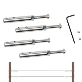 STFALI Set of 4 Stainless Steel Wire Rope Tensioners for Wire Rope 4 mm, Rope Tension Set, for Railing Filling Steel Cable 4 mm, Tension Screw for Fixing Guardrail Wire Rope 145 g