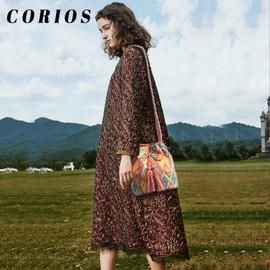 CORIOS Ethnic Tote Bag for Women Canvas Handbag Bohemian Bucket Bag Retro Shoulder Crossbody Bag with Tassels Multicolor Hobo Bag Drawstring Top Handle Bag for Vacation Beach Travel Multicolor D