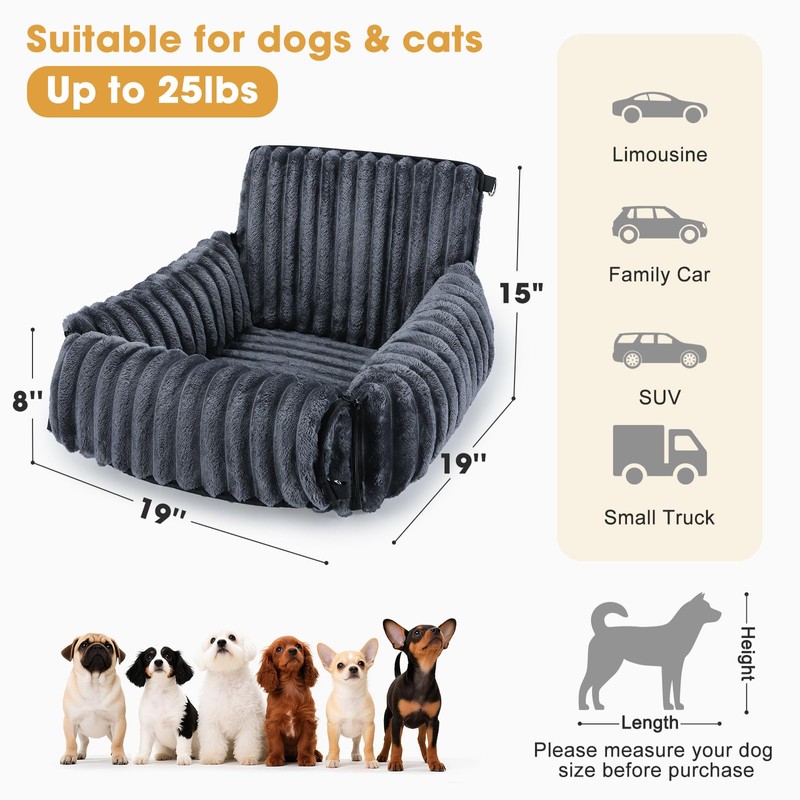 MIXJOY Dog Car Seat for Small/Medium Dogs up to 25