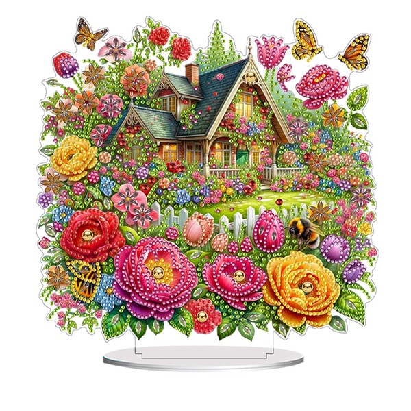 Ceitura Acrylic Special Shape Flower House Diamond Art Painting Tabletop