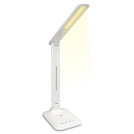 iLive LED Desk Lamp with Wireless Charging, USB Port, Foldable, White (IAQL300W)