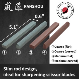 RANSHOU Sharpening Stone Sticks for Pruners and Garden Tools, Whetstone Set Sharpener Tool for Pruning Shears, Garden Scissors, Hedge Clippers, Sickle, Grafting Knife, Made in Japan