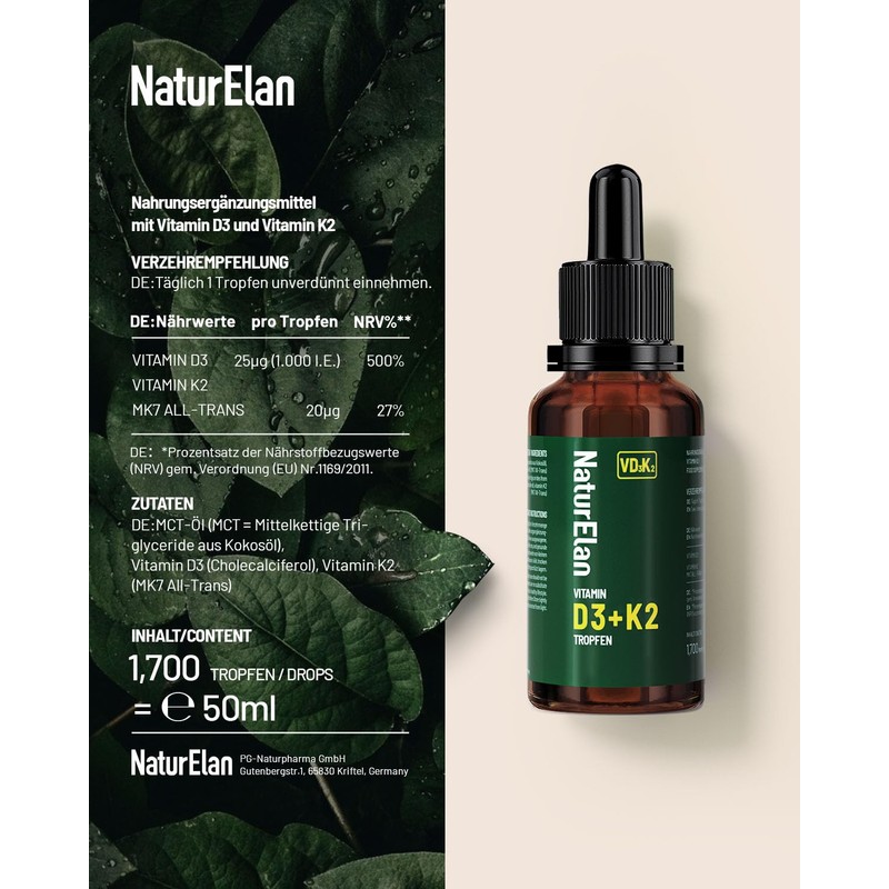 Vitamin D3 K2 High Dose Drops - 50 ml, 1000