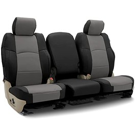 Coverking Custom Fit Seat Cover Designed for Select Ford Models: 1 Row, Premium Leatherette Fabric, Medium Gray with Black Sides