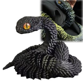 3D Printed Toys,3D Printed Animals,3D Printed Snake Animals,Articular Mobility 3D Printed Snake,3D Printed Fidget-Toy,Flexible Snake Toy for Adults,3D Printed Animals for Home Decoration(Black)