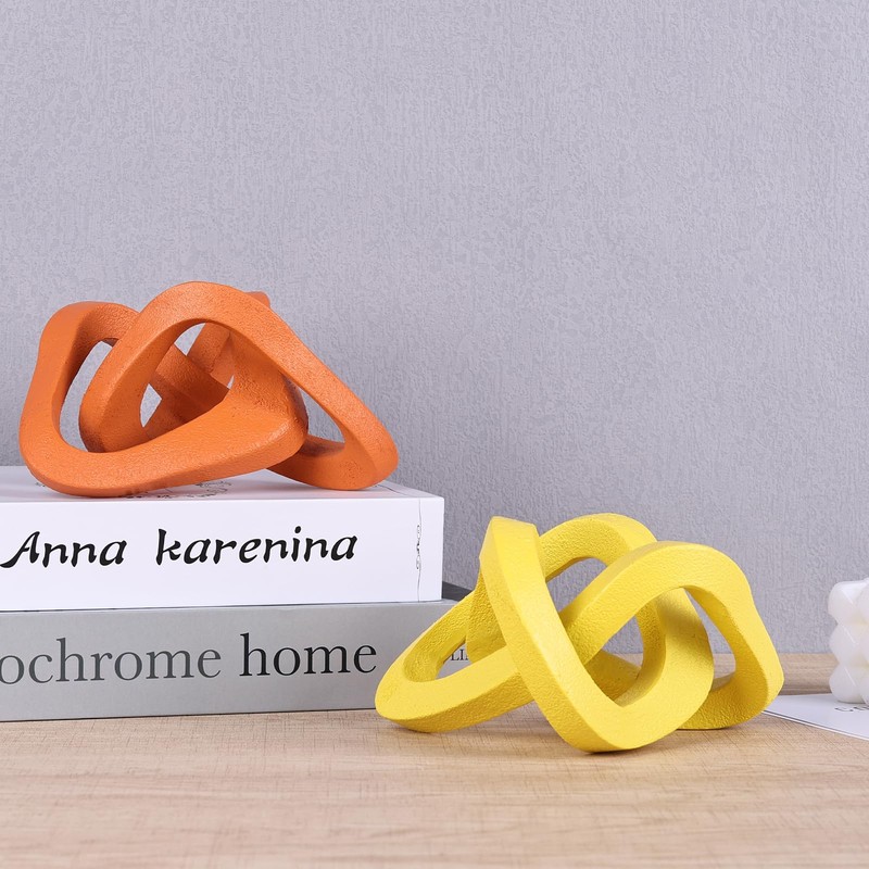 LCCCK Infinity Knot Sculpture Yellow Knot Decor Object, Abstract Knick