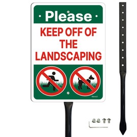 Smeryl Please Keep Off Of The Landscaping Sign with 17.7" Stake for Lawn, 10” x 7” Keep Pets Off Landscaping Sign, Keep Pet Off Lawn Signs, Rust-Free Aluminum, Weatherproof, Easy to Install, 1 Pack