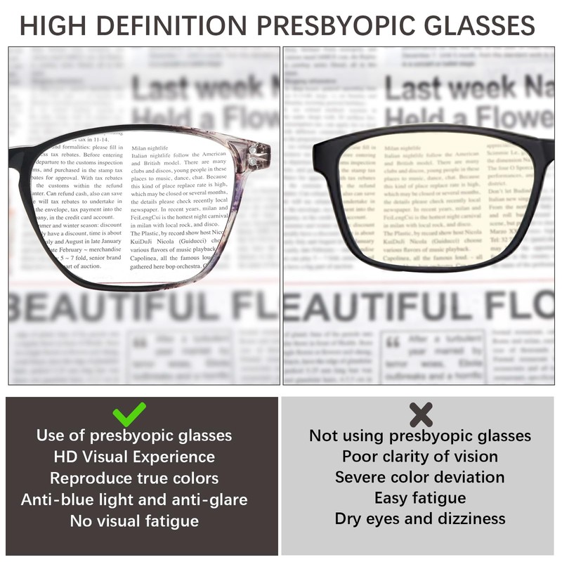 STASTEND 4 Pack Progressive Multifocus Reading Glasses Blue Light Blocking