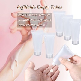 Refillable Travel Tubes 10PCS 10ml Empty Tubes for Facial Cleanser Hand Cream Lotion Clear Plastic Squeeze Sample Bottles for DIY Projects Soft Mini Toothpaste Travel Tubes (10ML)