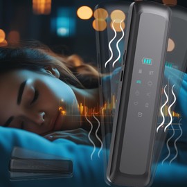 HALCONTORNO Pillow Speaker for Sleeping - Bone Conduction Speaker with 6 Built-in White Noise, Silent Bluetooth Speaker Under Pillow, Portable Sleep Bar for Travel, Memory Card Compatibility (Black)