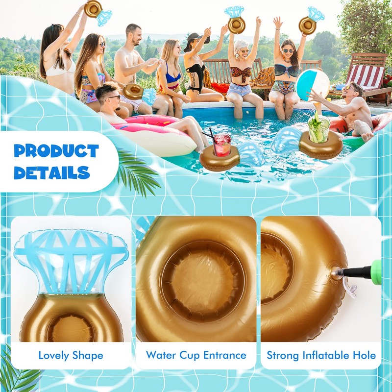 ROSUN 12Pack Ring Inflatable Drink Holder, Drink Floaties Floats Cup