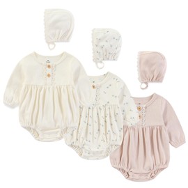 Ecojoy Newborn Baby Girl Bodysuit Suit Baby Clothes Long Sleeve/Short Sleeve 3 Outfit Bundle Mix Match