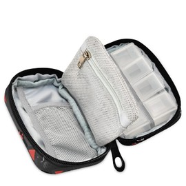 Naanle Black and Grey Cats Pill Box 7 Day Pill Case Travel Pill Organizer Bag with Zipper Portable Weekly Case Compact Size for Vitamin Supplement Holder