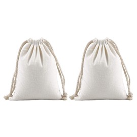 MsO Japanese Style Linen Drawstring Bag, Reusable, Eco Bag, Storage Bag, Washable, Portable, Organization, Set of 2, 19.7 x 23.6 inches (50 x 60 cm), white (off-white)
