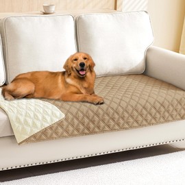 Smiry Waterproof Dog Bed Cover Pet Blanket, Soft Washable Dog Blanket for Furniture Bed Couch Sofa Reversible, Checkered (30"x70", Camel/Beige)
