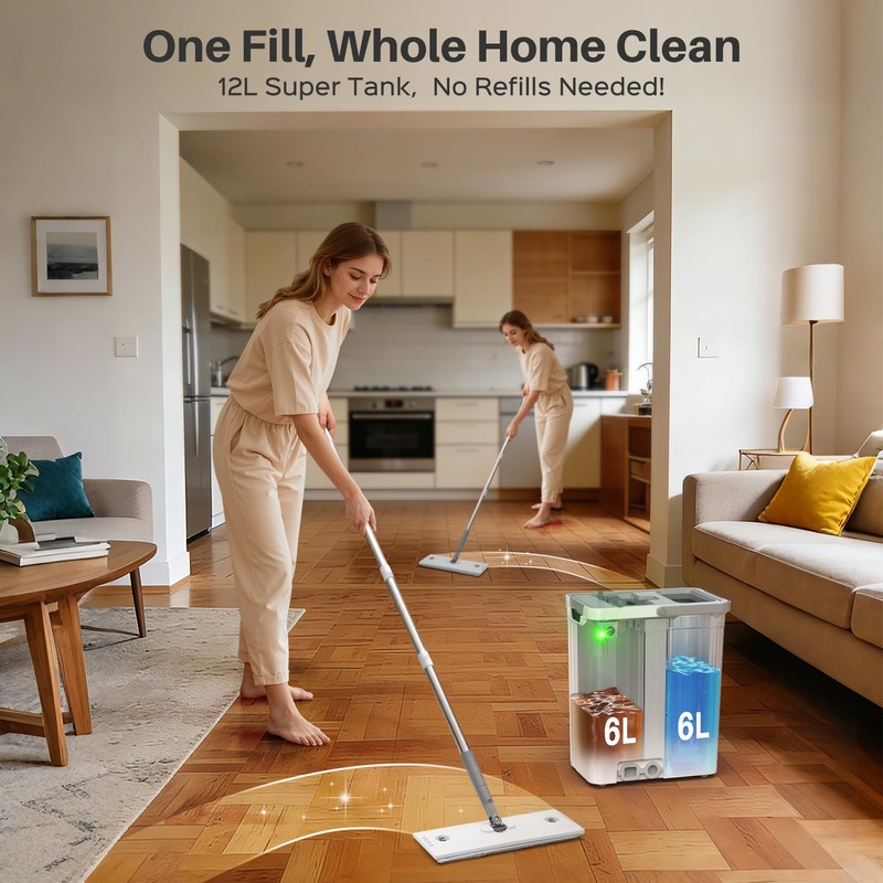 Veshiny Mop and Bucket Set, Flat Mop and Bucket System
