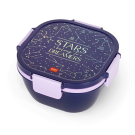 Legami - 1 Fork & 1 Spice Jar Included Airtight Lunch Box Leakproof 1700ml Capacity Stars 19 x 10.7 x 19 cm