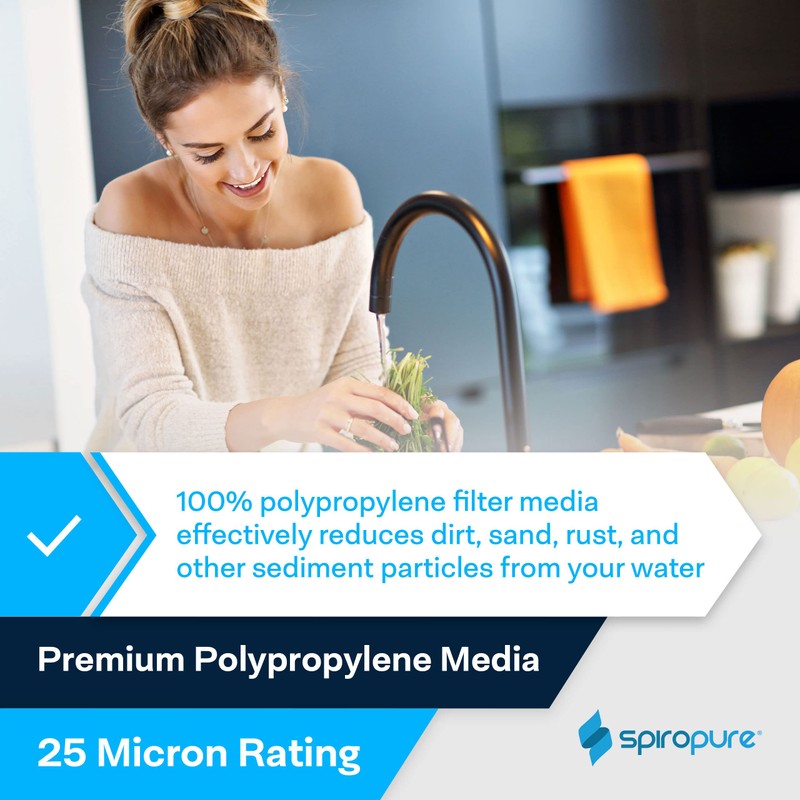 SpiroPure Inline Sediment Water Filter with 1/4" Quick-Connect, 2" x