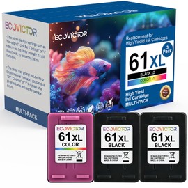 Eco Victor 61XL Ink Cartridge Black Color Combo Pack (3-Pack) Replacement for HP Ink 61 XL HP61XL HP61 for 4500 5530 4630 2540 4502 5535 3510 3050 4635 4632 2514 2542 4610 2620 1510 1000 1010 Printer