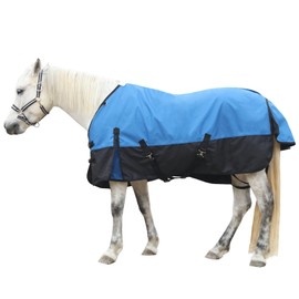 LEAFOREST 1200D Horse Blanket Waterproof Breathable Turnout (no Filling) Standard Neck Horse Sheet Blue Black 72IN