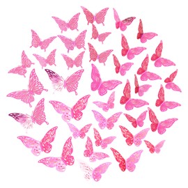 Hebterrka Pack of 36 3D Butterflies Decoration, Children's Room Friendly Wall Stickers, Removable Butterfly Stickers for Girls' Room Decoration, Elegance