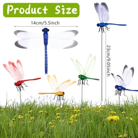 12 PCS 3D Dragonfly Garden Decor Large Size Dragon Fly Garden Stakes Dragonflies Garden Ornaments Yard Patio Decoration Dragonfly Stakes with Sticks,Dragonfly Floral Picks,4 Colors Garden Stakes Stems