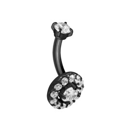 PIERCINGLINE Titanium Banana with Push Fit Crystal Disc Piercing Ear Nose Choice of Colours and Sizes, Titanium