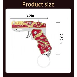 Rubber Band Gun Toy Mini Red Golden Dragon Keychain: Fun and Creative Outdoor Party Accessory with Colored Rubber Bands